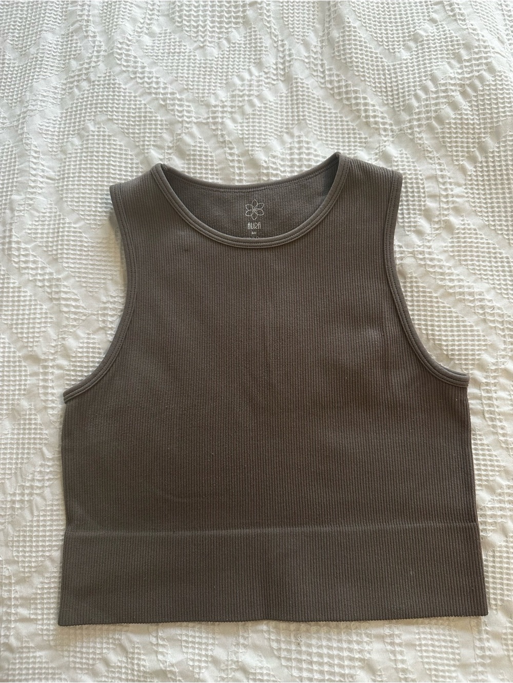 Aura Ribbed Tank Top - Charcoal